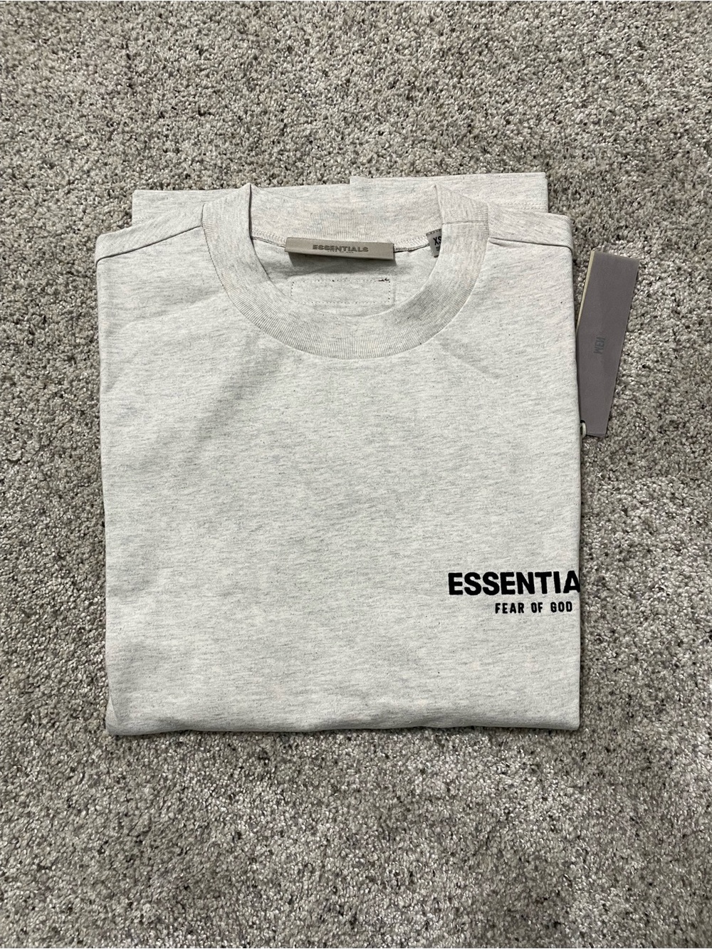 Essentials Heather Gray Crewneck Sweatshirt with Black Logo